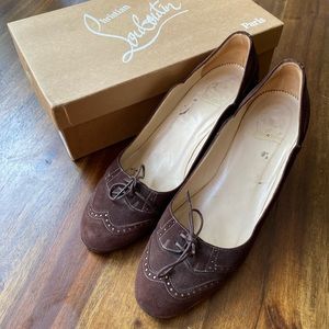 Christian Louboutin Brown Suede Oxford Heels